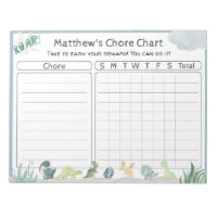 Cute Dinosaur Reward Chart Personalised Tear Away 