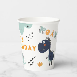 Cute Dinosaur Roar 1st Birthday Party Paper Cups