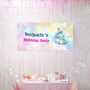 Cute Dinosaur roar Boy 6th birthday party Banner