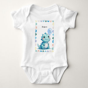 Cute Dinosaur roar Boy Happy birthday party Baby Bodysuit