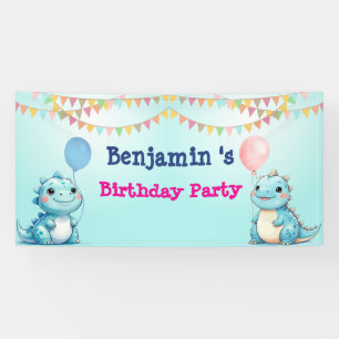 Cute Dinosaur roar Boy Happy birthday party Banner