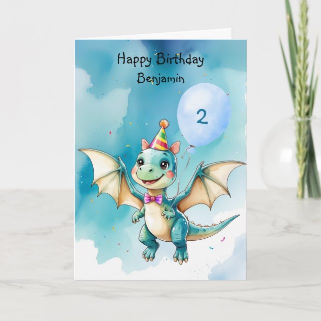 Cute Dinosaur roar Boy Happy birthday party Card (Front)