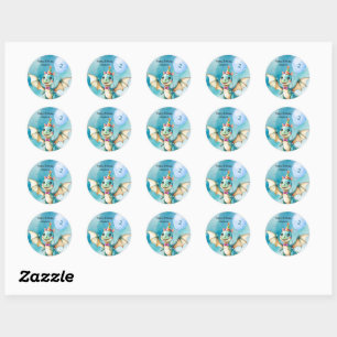 Cute Dinosaur roar Boy Happy birthday party Classic Round Sticker