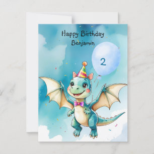 Cute Dinosaur roar Boy Happy birthday party Postcard