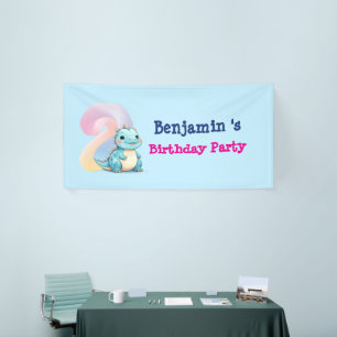 Cute Dinosaur roar Boy second birthday party Banner