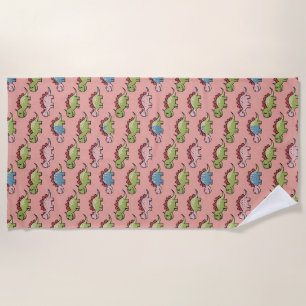 Cute dinosaur seamless pattern beach towel