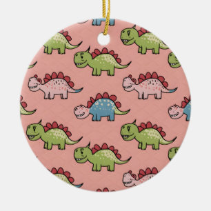 Cute dinosaur seamless pattern ceramic tree decoration
