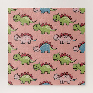 Cute dinosaur seamless pattern jigsaw puzzle