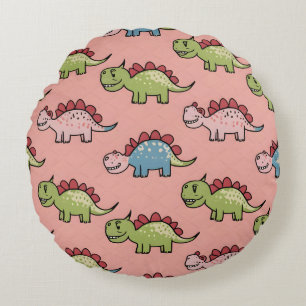 Cute dinosaur seamless pattern round cushion