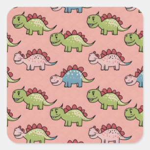 Cute dinosaur seamless pattern square sticker