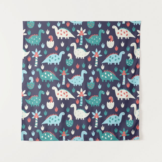 Cute dinosaur seamless pattern tapestry (Front)