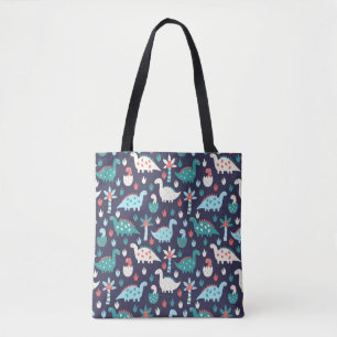 Cute dinosaur seamless pattern tote bag