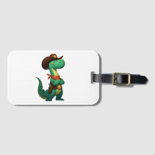 Cute dinosaur sheriff/cowboy luggage tag