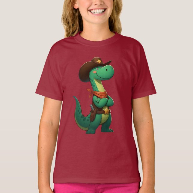 Cute dinosaur sheriff/cowboy  T-Shirt (Front)