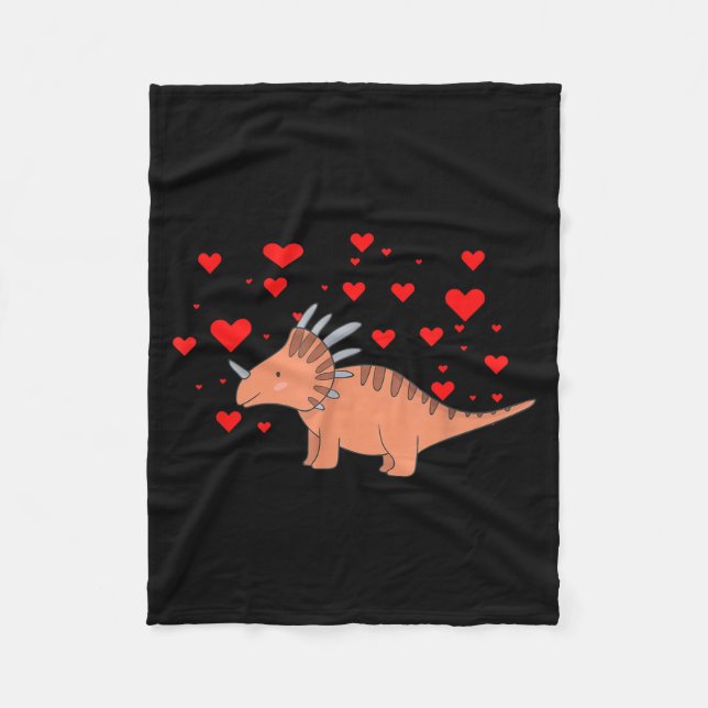 Cute Dinosaur Shirt For Valentines Day _ Tricerato Fleece Blanket (Front)