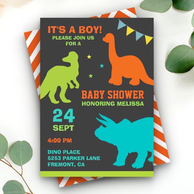 Cute Dinosaur Silhouette Baby Shower Invitation (Creator Uploaded)