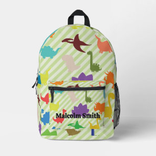 Cute dinosaur silhouettes in different colours are printed backpack