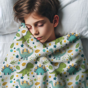 Cute Dinosaur T Rex Cartoon Pattern Name Fleece Blanket