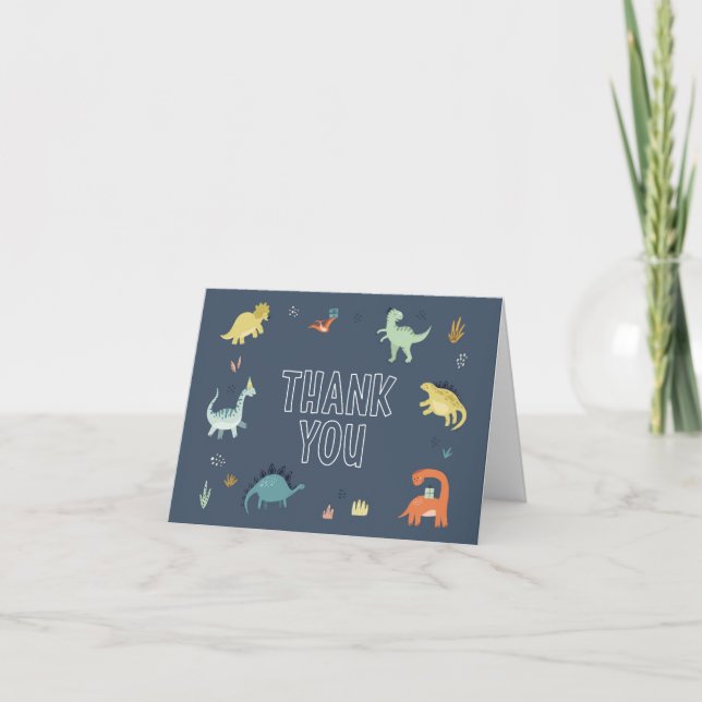 Cute Dinosaur Thank You Card (Front)