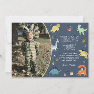Cute Dinosaur Thank You Card with Photo