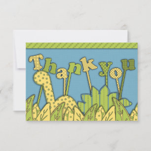 Cute Dinosaur Theme Flat Thank You Note Card