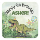Cute Dinosaur Theme Kids Name Birthday Party
