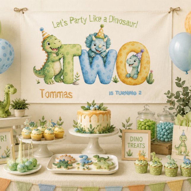 Cute Dinosaur Themed 2nd Birthday Banner (Creator Uploaded)