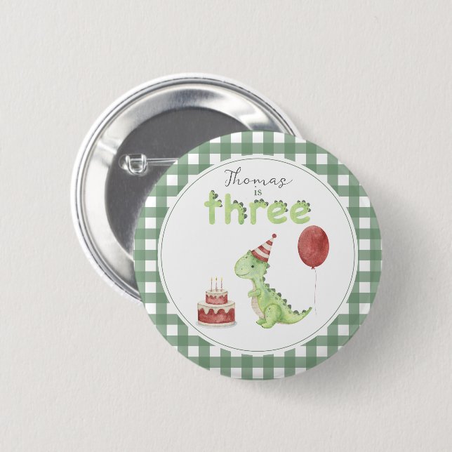 Cute Dinosaur Three-rex Birthday 6 Cm Round Badge (Front & Back)