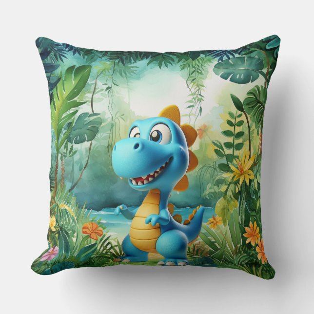 Cute Dinosaur Throw Pillow (Front)
