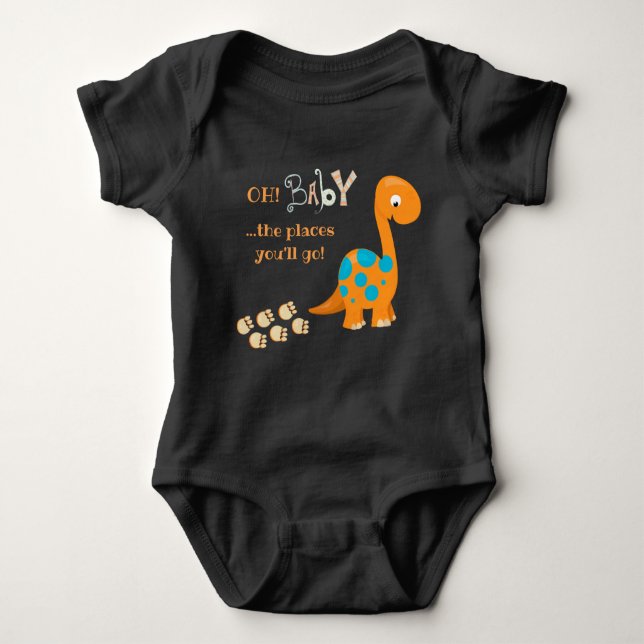 Cute Dinosaur Tracks Baby Bodysuit (Front)