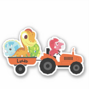 Cute dinosaur tractor boy Back To School DIY Name
