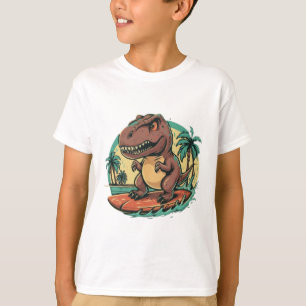 Cute dinosaur trex surfing T-Shirt