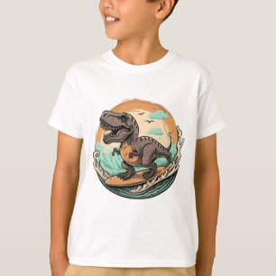 Cute dinosaur trex surfing T-Shirt
