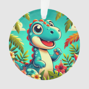 🦖 Cute Dinosaur Tropical Jungle Christmas Ornamen Ornament