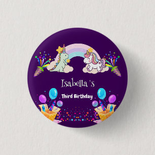 Cute Dinosaur Unicorn rainbow Balloon birthday 3 Cm Round Badge