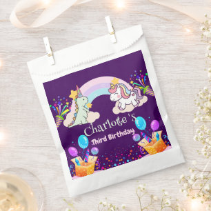 Cute Dinosaur Unicorn rainbow Balloon birthday  Favour Bags