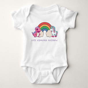 Cute Dinosaur Unicorn rainbow colourful birthday Baby Bodysuit