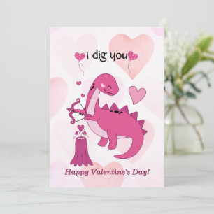 Cute Dinosaur Valentines Day Card for Kids