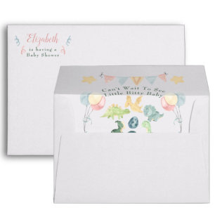 Cute Dinosaur Watercolor Baby Shower Envelope