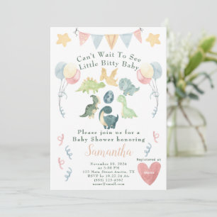 Cute Dinosaur Watercolor Baby Shower Invitation