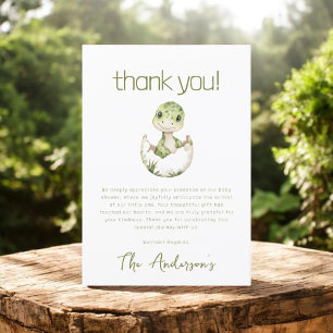 Cute Dinosaur Watercolor Baby Shower Thank You Card