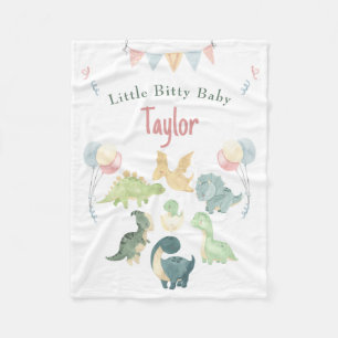Cute Dinosaur Watercolor Personalized Baby Fleece Blanket