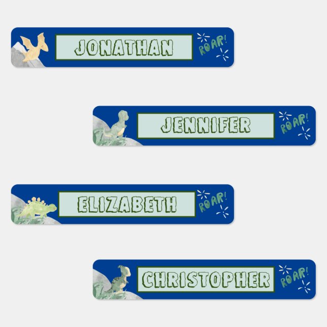 Cute Dinosaur Waterproof Name Set 1 Blue (Group)