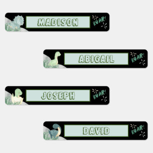 Cute Dinosaur Waterproof Name Set 2 Black
