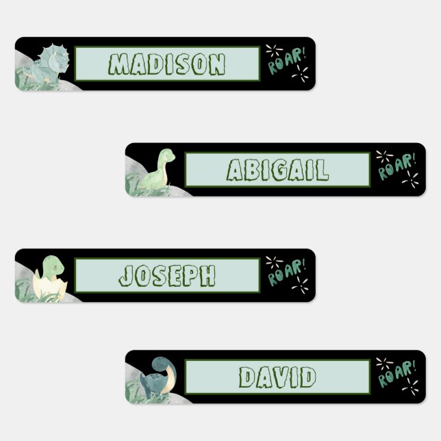 Cute Dinosaur Waterproof Name Set 2 Black (Group)