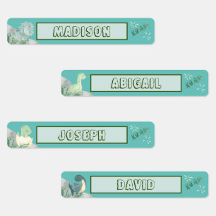 Cute Dinosaur Waterproof Name Set 2 Light Teal