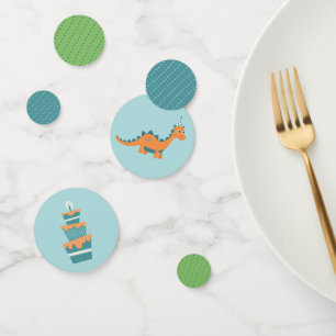 Cute Dinosaur wearing birthday party hat Confetti