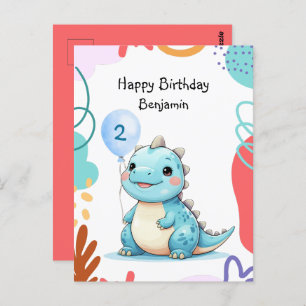 Cute Dinosaur wild Boy Happy birthday party Postcard