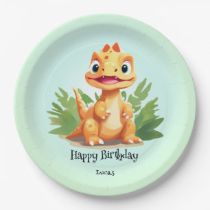 Cute dinosaur wild jungle zoo Birthday party boys Paper Plate