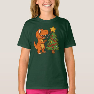 Cute dinosaur with Christmas tree T-Shirt